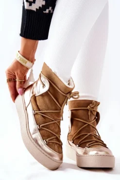 Online Boto Ocieplane Zamszowe Botki Śniegowce Camel Clarem Brązowy