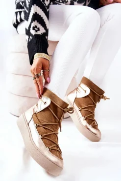 Online Boto Ocieplane Zamszowe Botki Śniegowce Camel Clarem Brązowy