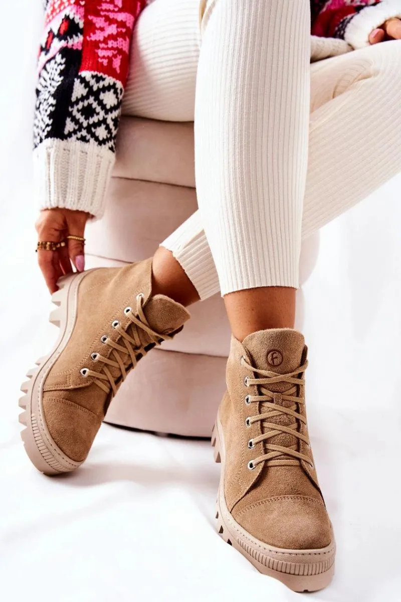 Best Boto Ocieplane Zamszowe Botki Trapery Camel Madisson