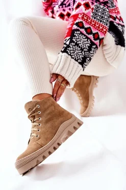 Best Boto Ocieplane Zamszowe Botki Trapery Camel Madisson