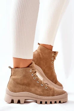 Best Boto Ocieplane Zamszowe Botki Trapery Camel Madisson