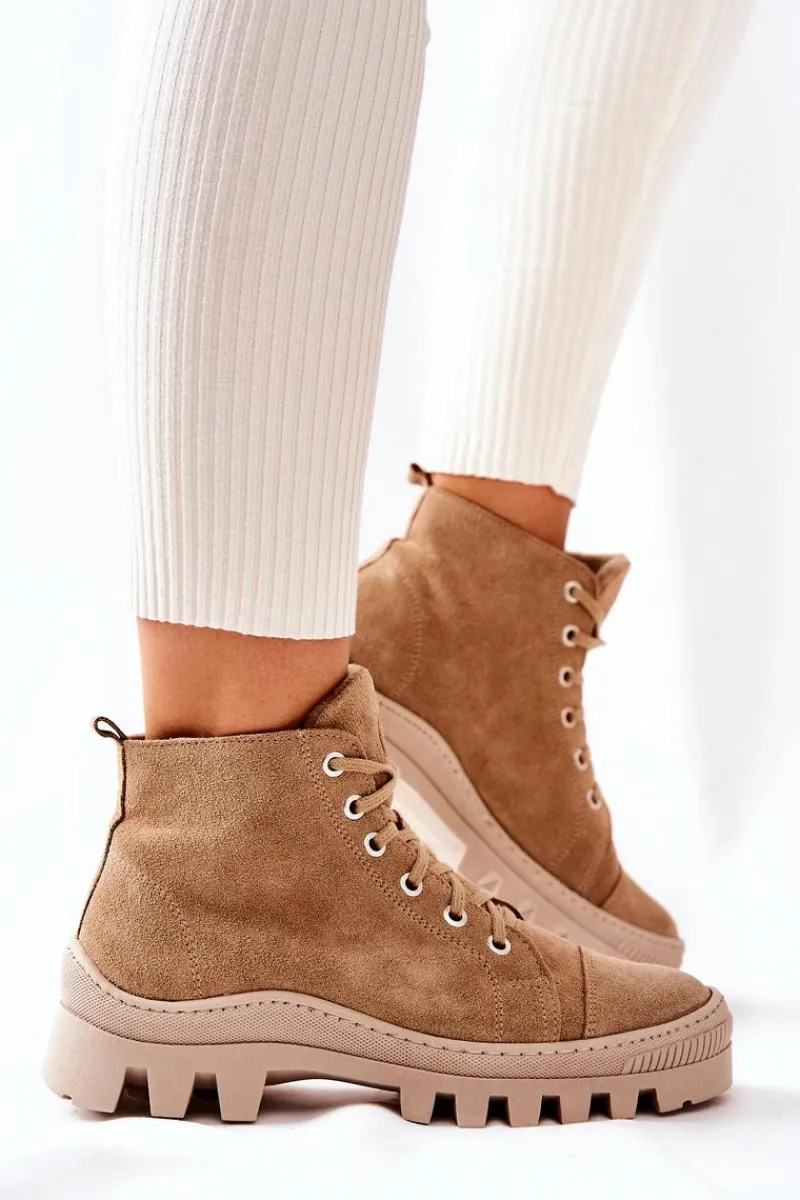 Best Boto Ocieplane Zamszowe Botki Trapery Camel Madisson