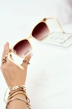 Hot PRIUS Okulary Brązowe Beż Przeciwsłoneczne PR-V70/2 Brązowy Gradient