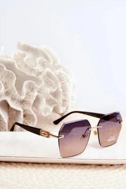 Hot Okulary Przeciwsłoneczne Damskie Z Filtrem UV Ciemnobrązowe Okulary