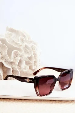 Best Okulary Przeciwsłoneczne Damskie UV400 Brązowo-Różowe Okulary