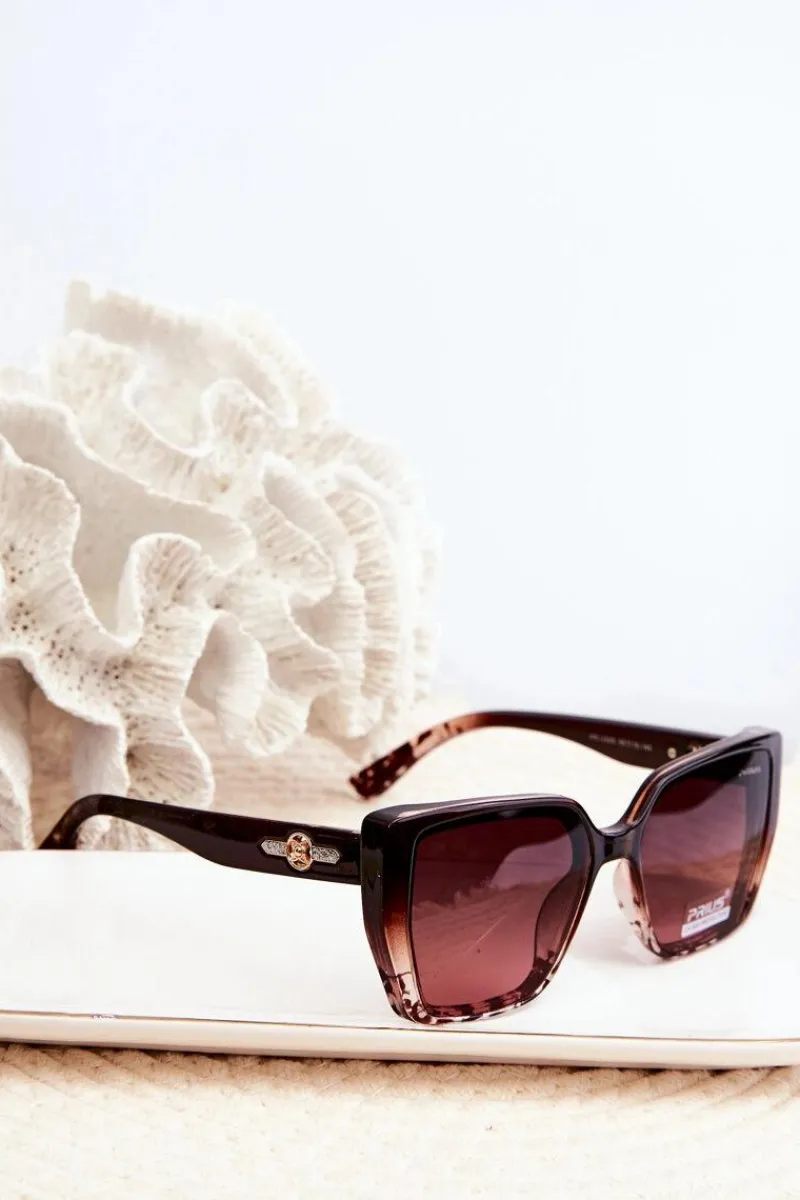 Best Okulary Przeciwsłoneczne Damskie UV400 Brązowo-Różowe Okulary