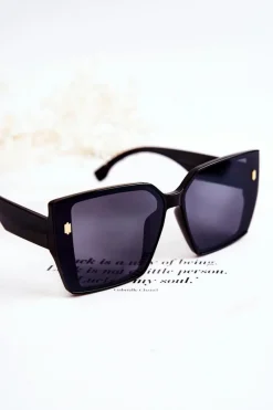 Best Boto Okulary Przeciwsłoneczne Kwadratowe Gładkie V110021 Czarne