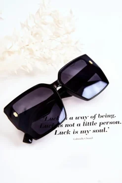 Best Boto Okulary Przeciwsłoneczne Kwadratowe Gładkie V110021 Czarne