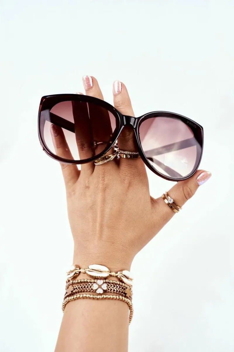 Hot Okulary Przeciwsłoneczne PR-V15 Brązowe Brązowy Gradient Okulary