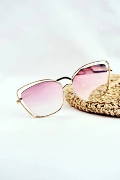 Clearance Okulary Przeciwsłoneczne PRE-31 Złote Różowe Szkła Lustrzane Okulary