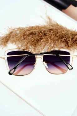 Outlet PRIUS Okulary Przeciwsłoneczne PRE-31 Złote Niebieskie Szkła Lustrzane