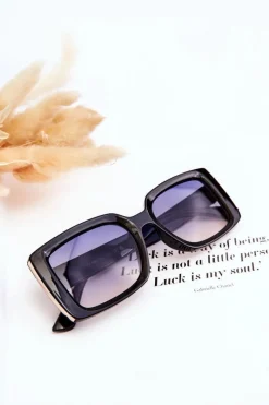 Sale Okulary Przeciwsłoneczne Z Ozdobą M2366 Czarne Gradient Niebiesko-Pomarańczowy Okulary