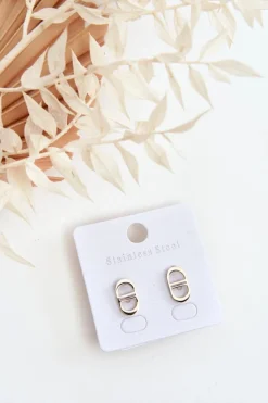 Hot Glam Chic Owalne Kolczyki Wkrętki Złote Złoty