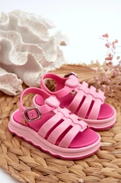 Outlet Pachnące Dziecięce Sandałki Na Rzep NN385018 Różowe Dzieci Dziewczęce
