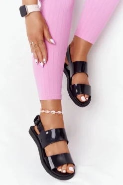 New Pachnące Gumowe Sandaly Eco Friendly HH285163 Czarne Damskie Sandały Gumowe|Sandały Płaskie