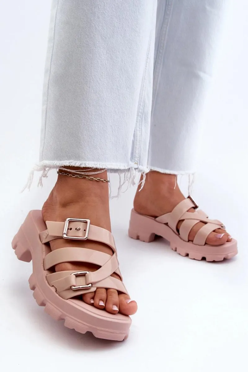 Hot ZAXY Pachnące Klapki Damskie Na Niskim Obcasie NN285044 Jasnoróżowe Różowy