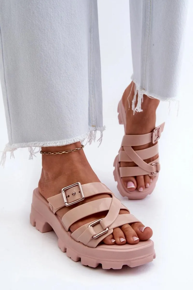 Hot ZAXY Pachnące Klapki Damskie Na Niskim Obcasie NN285044 Jasnoróżowe Różowy