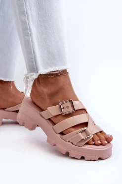 Hot ZAXY Pachnące Klapki Damskie Na Niskim Obcasie NN285044 Jasnoróżowe Różowy