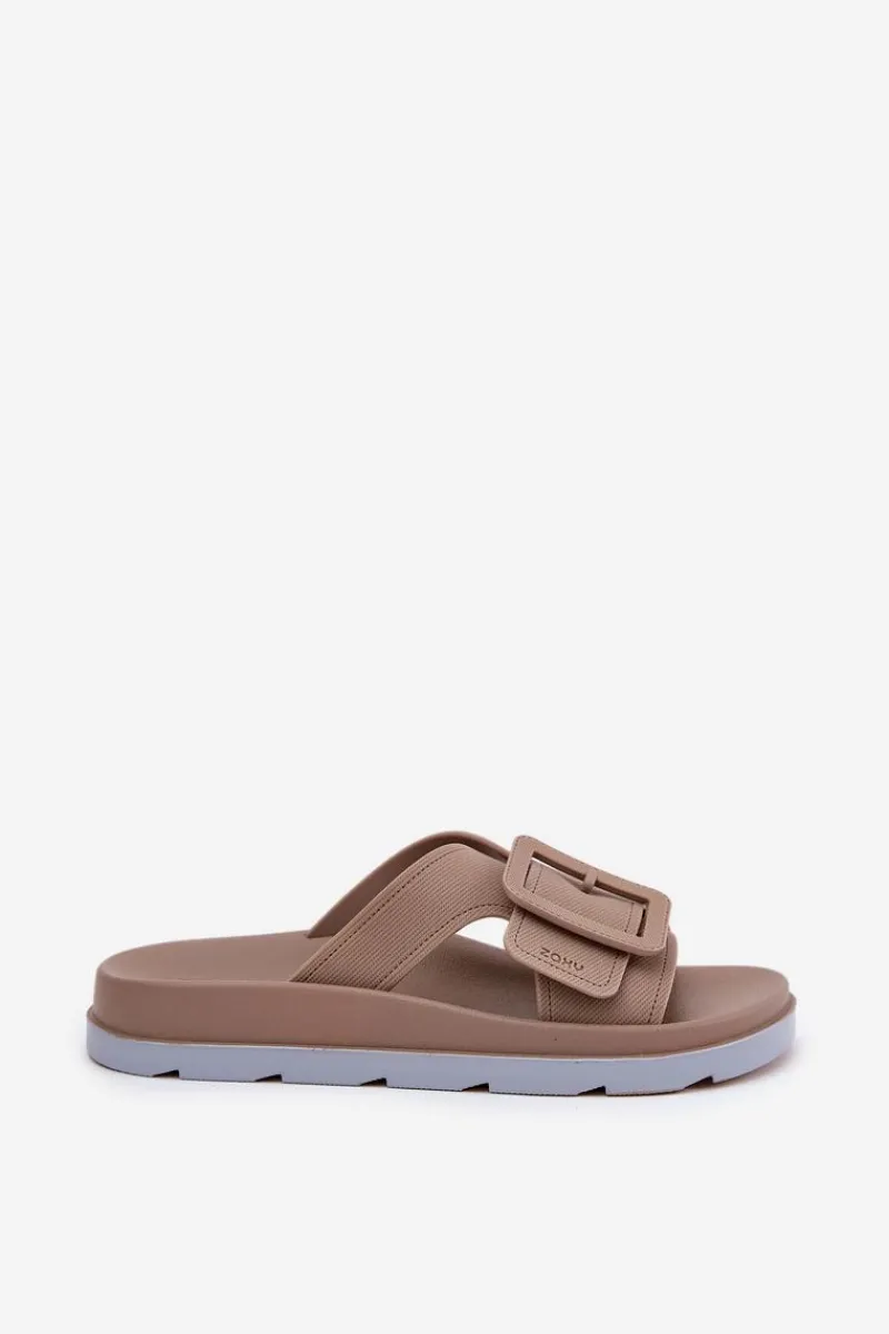 Sale Pachnące Klapki Damskie Z Ozdobną Klamrą RR285076 Beżowe Damskie Klapki Damskie Klasyczne