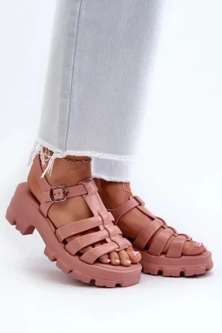 Best Pachnące Sandały Damskie NN285038 Brudny Róż Damskie Sandały Gumowe|Sandały Na Obcasie