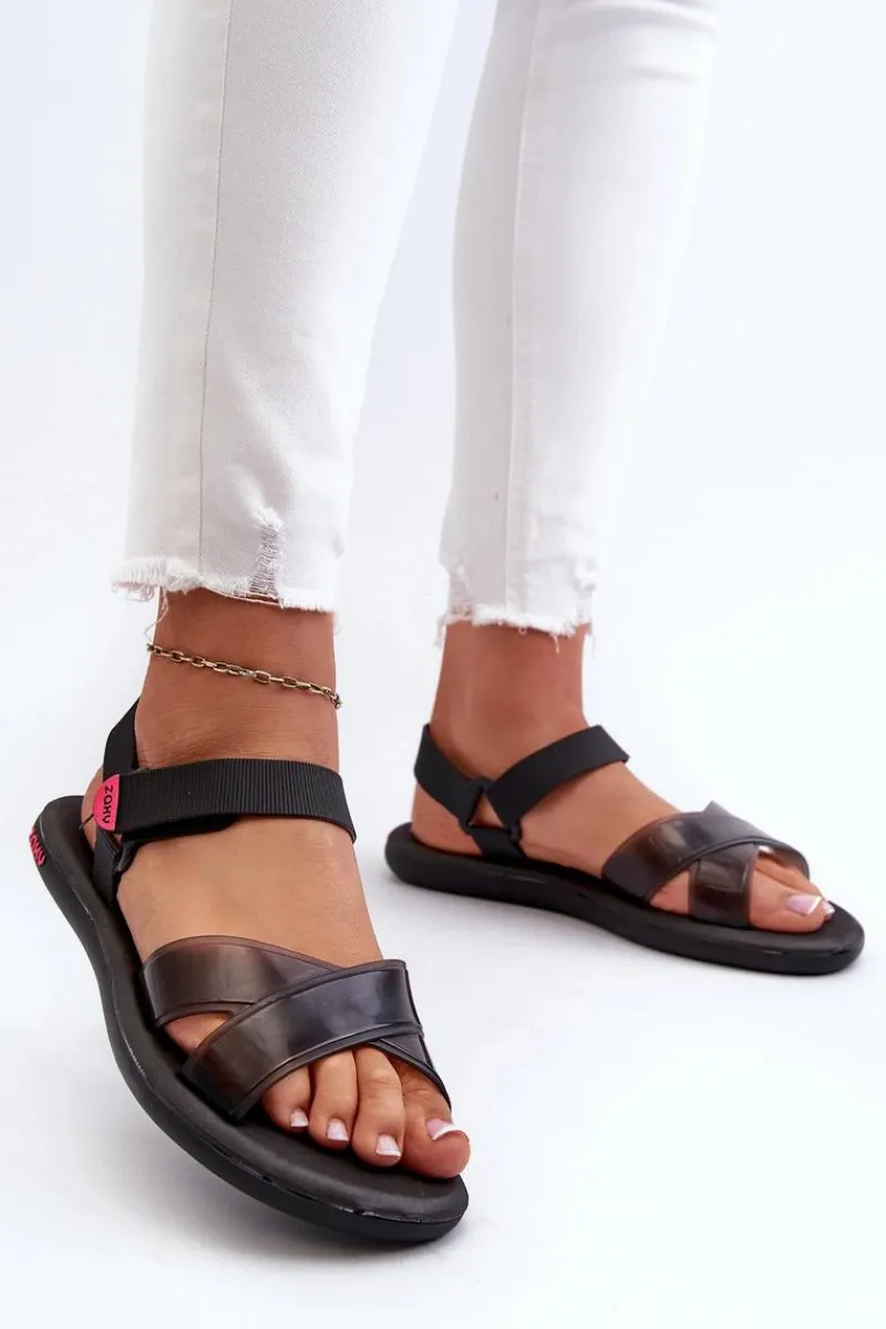 Clearance ZAXY Pachnące Sandały Na Płaskiej Podeszwie JJ285011 Czarne