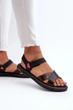 Clearance ZAXY Pachnące Sandały Na Płaskiej Podeszwie JJ285011 Czarne