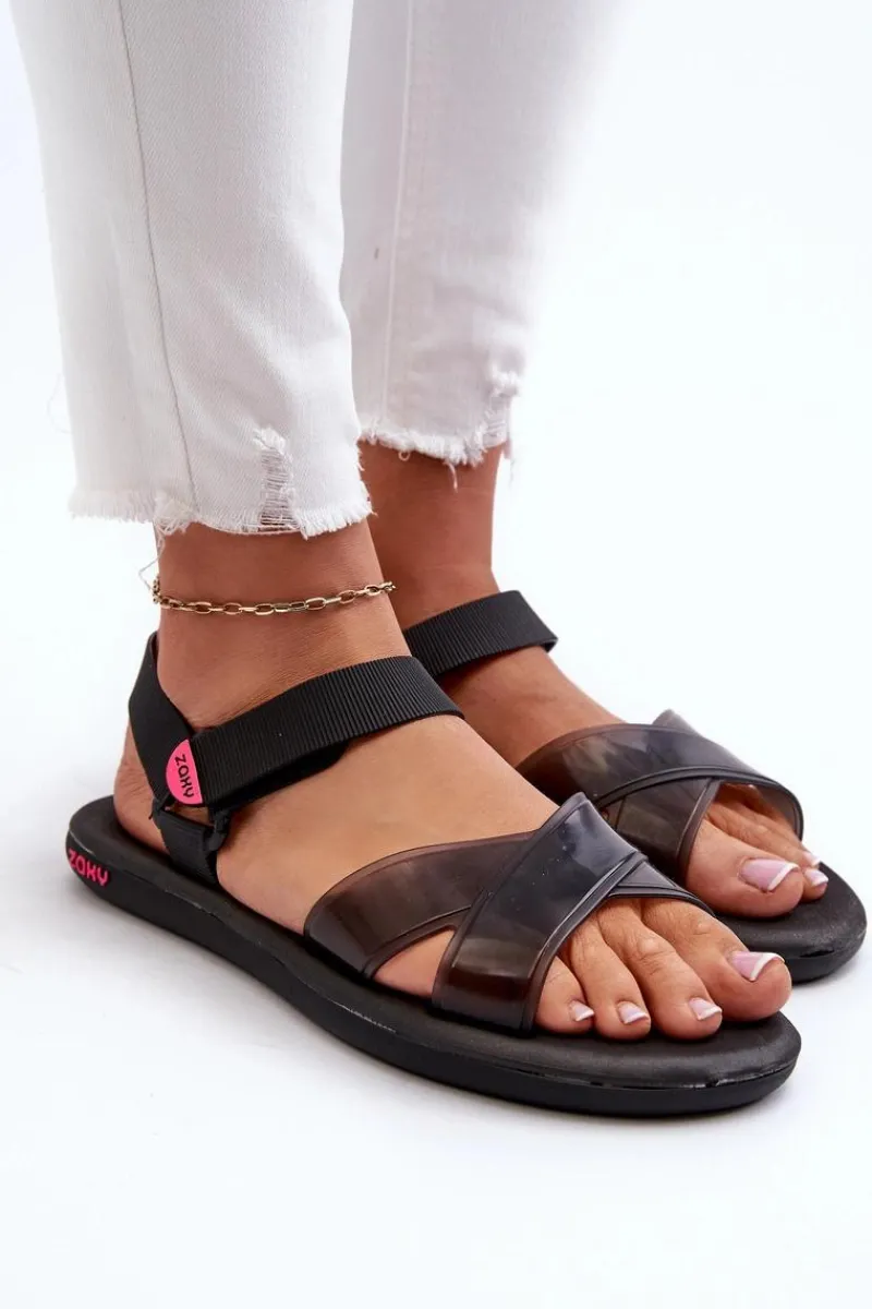 Clearance ZAXY Pachnące Sandały Na Płaskiej Podeszwie JJ285011 Czarne