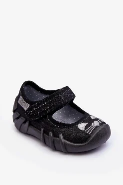 Dziewczęce|Balerinki Dziecięce>BEFADO Papcie Baleriny Błyszczące Kotki 109P234 Czarne