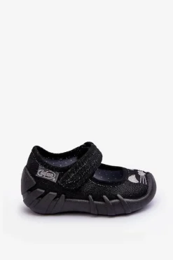 Dziewczęce|Balerinki Dziecięce></noscript>BEFADO Papcie Baleriny Błyszczące Kotki 109P234 Czarne