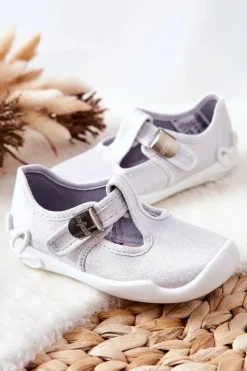 Dziewczęce|Back To School>BEFADO Papcie Baleriny Błyszczące 115X001 Srebrne