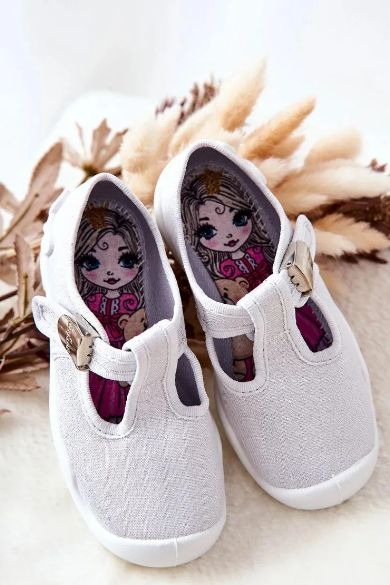 Dziewczęce|Back To School>BEFADO Papcie Baleriny Błyszczące 115X001 Srebrne