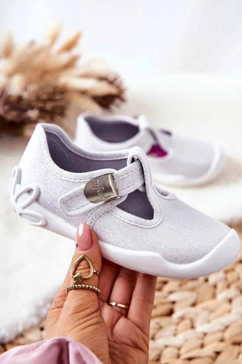 Dziewczęce|Back To School>BEFADO Papcie Baleriny Błyszczące 115X001 Srebrne