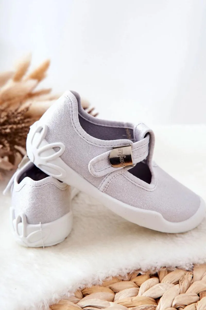 Dziewczęce|Back To School>BEFADO Papcie Baleriny Błyszczące 115X001 Srebrne