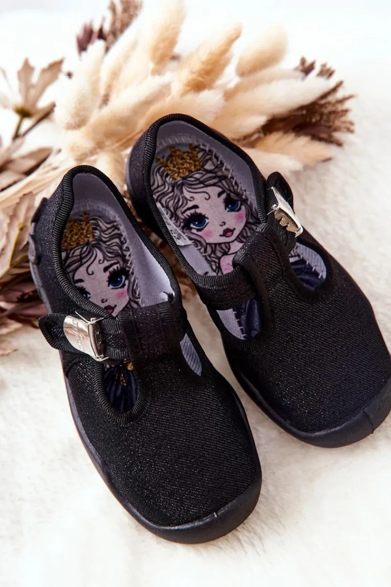 Outlet Papcie Baleriny Błyszczące 115X006 Czarne Dzieci Dziewczęce|Back To School