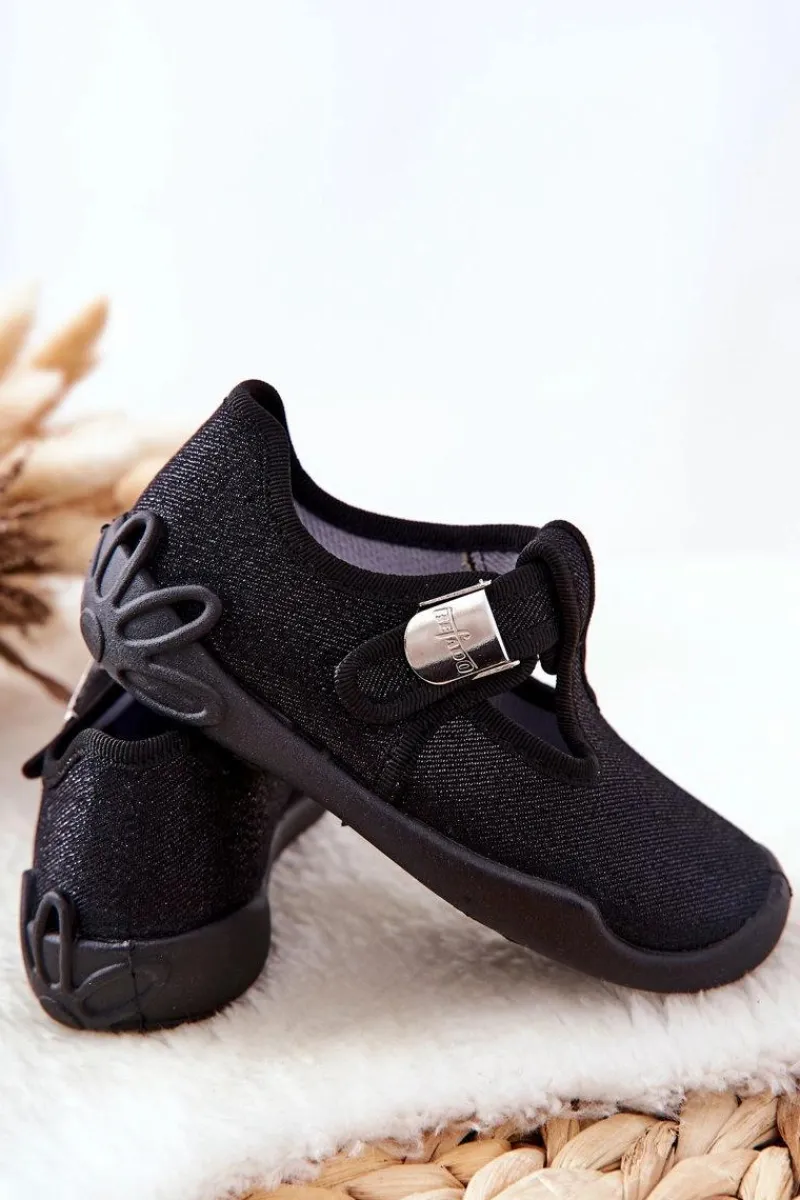 Outlet Papcie Baleriny Błyszczące 115X006 Czarne Dzieci Dziewczęce|Back To School