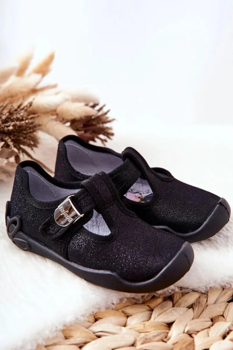 Outlet Papcie Baleriny Błyszczące 115X006 Czarne Dzieci Dziewczęce|Back To School