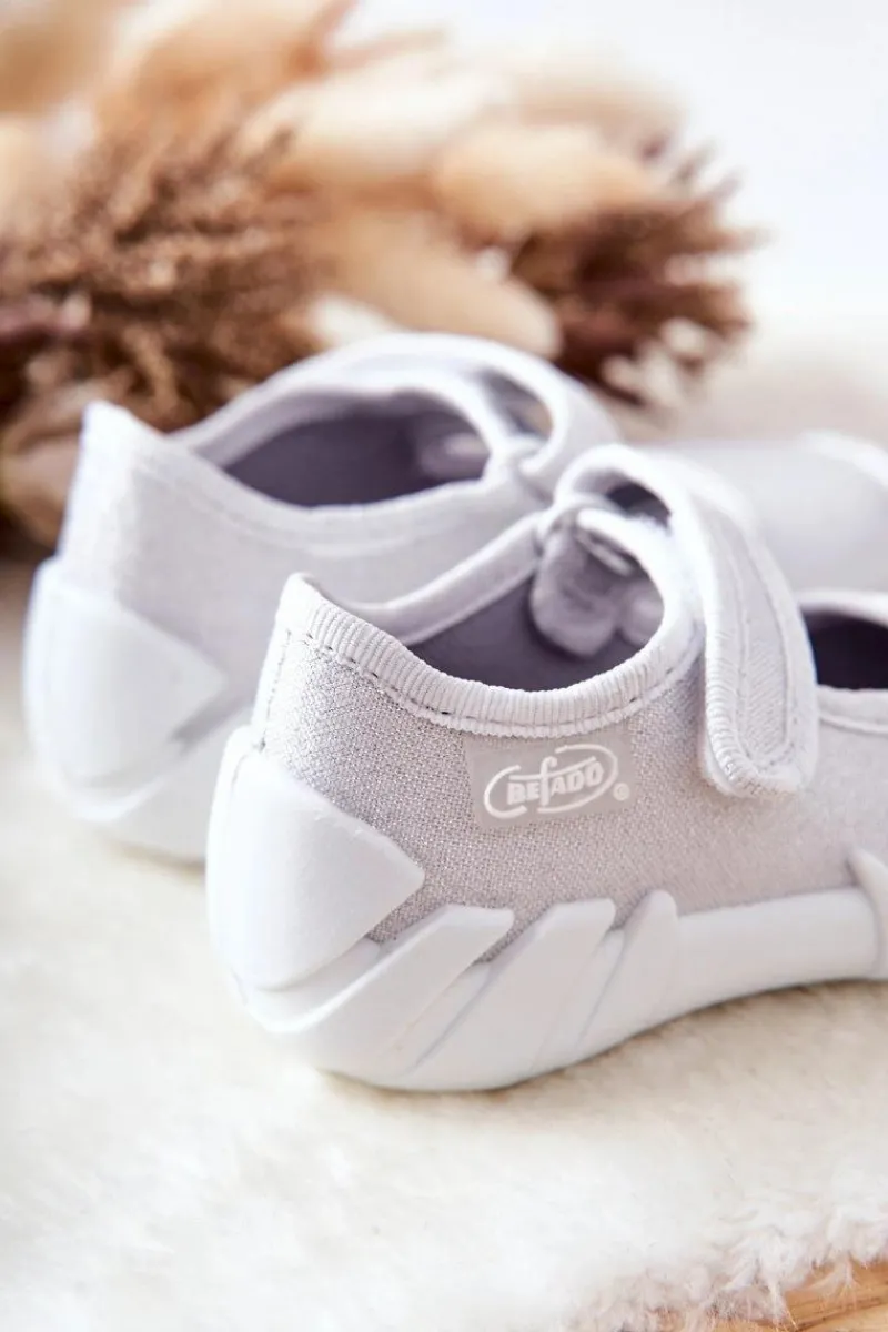 Outlet Papcie Baleriny Błyszczące 109P222 Srebrne Dzieci Dziewczęce|Balerinki Dziecięce