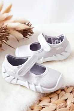 Outlet Papcie Baleriny Błyszczące 109P222 Srebrne Dzieci Dziewczęce|Balerinki Dziecięce