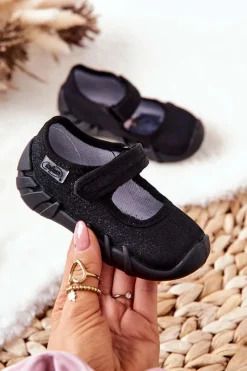 Dziewczęce|Balerinki Dziecięce>BEFADO Papcie Baleriny Błyszczące 109P227 Czarne