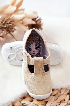 Sale BEFADO Papcie Baleriny Błyszczące 115X003 Złote