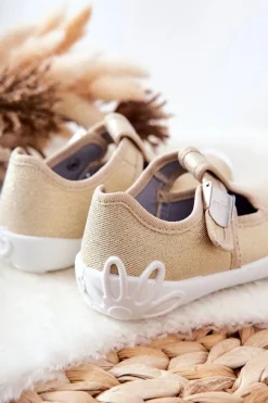 Sale BEFADO Papcie Baleriny Błyszczące 115X003 Złote