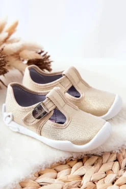 Sale BEFADO Papcie Baleriny Błyszczące 115X003 Złote