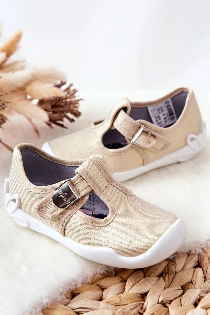 Sale BEFADO Papcie Baleriny Błyszczące 115X003 Złote