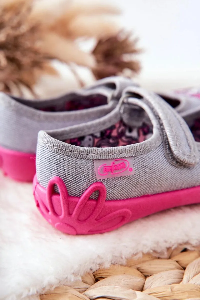 Dziewczęce|Back To School>BEFADO Papcie Baleriny Jednorożce 114X464 Szaro-Różowe