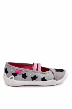 Papcie Baleriny Kotek 116X302 Szare Dzieci Dziewczęce|Back To School