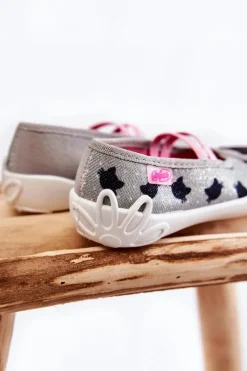 Papcie Baleriny Kotek 116X302 Szare Dzieci Dziewczęce|Back To School