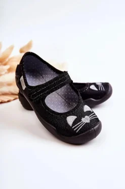 Dziewczęce|Balerinki Dziecięce>BEFADO Papcie Baleriny Kotki 114X450 Czarne