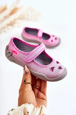 Dziewczęce|Balerinki Dziecięce>BEFADO Papcie Baleriny Kotki 114X451 Różowo-Szare