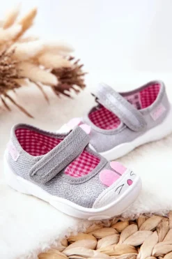 Outlet BEFADO Papcie Baleriny Królik 209P033 Szare