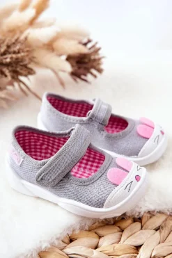 Outlet BEFADO Papcie Baleriny Królik 209P033 Szare